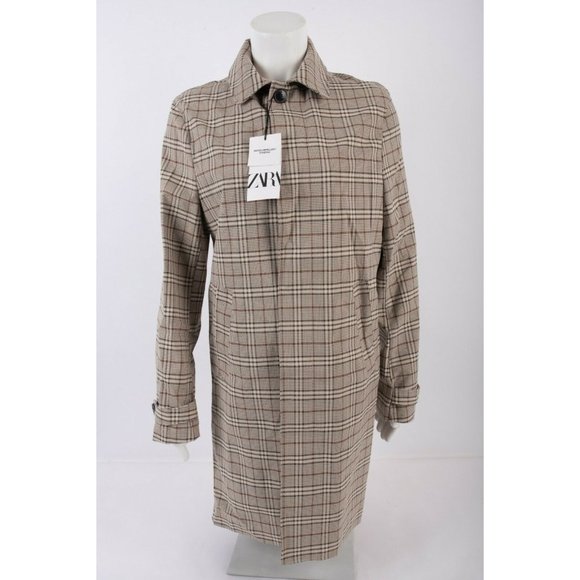 pix Red Plaid Trench Coat Mens zara mens plaid trench coat jacket s traveler nwt